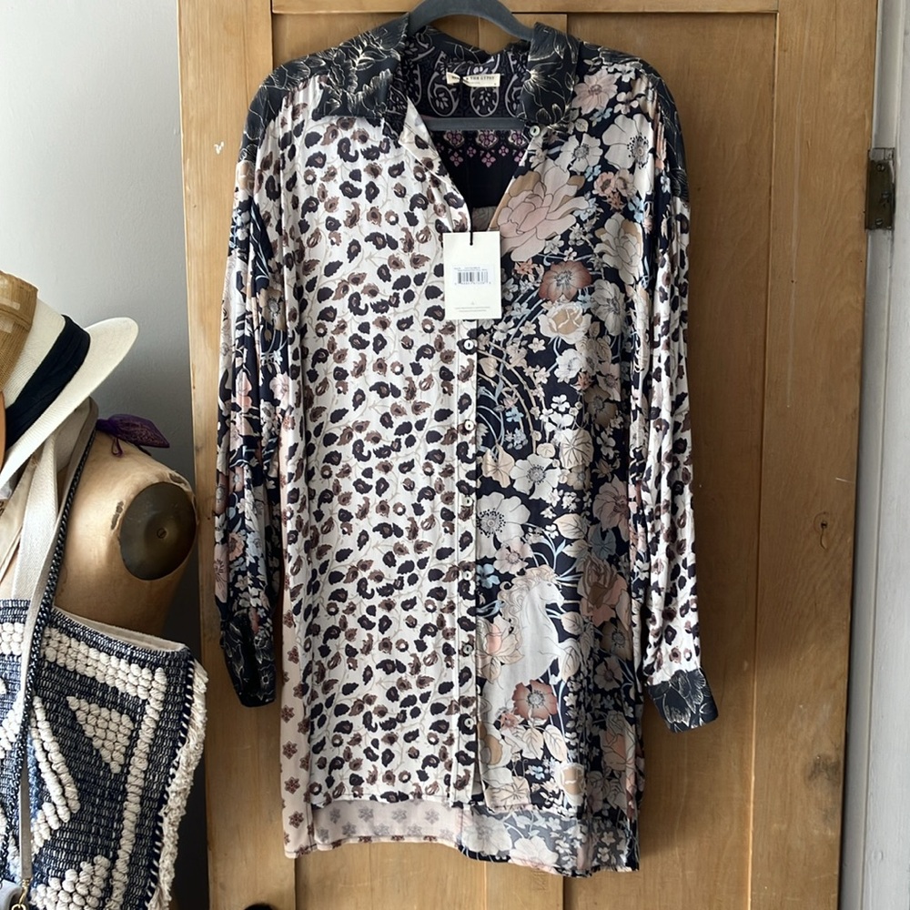 Spell RENEW PATCHWORK SHIRT DRESS medium NWT - Picture 12 of 16